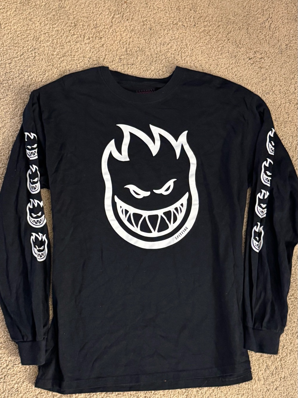 Spitfire Wheels Black Crewneck Sweater L New